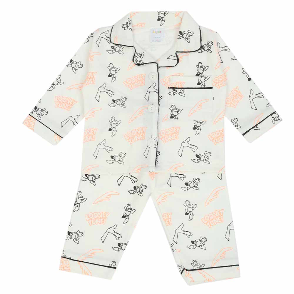 Newborn Girls Full Sleeves Night Suit - White, Newborn Girls Sets & Suits, Chase Value, Chase Value