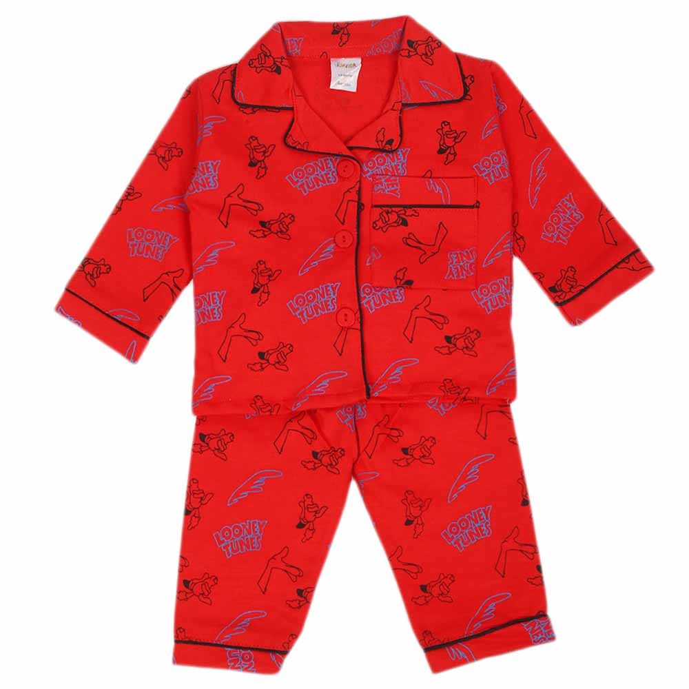 Newborn Girls Full Sleeves Night Suit - Red, Newborn Girls Sets & Suits, Chase Value, Chase Value