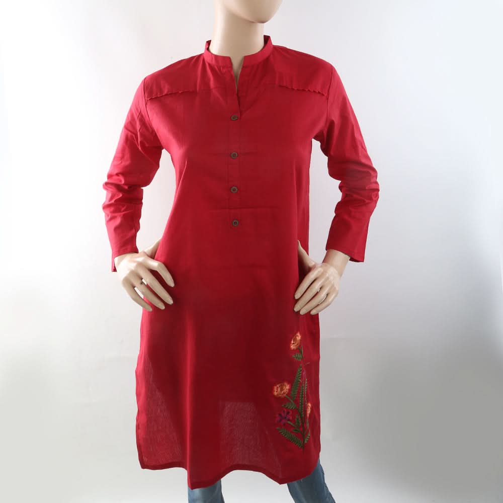 Women's Embroidered Kurti - Maroon, Women, Ready Kurtis, Chase Value, Chase Value