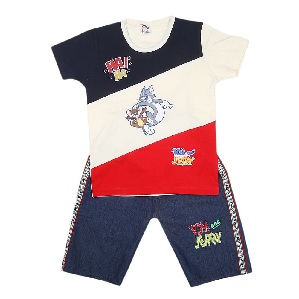 boys half sleeves short Suit - Off White, Kids, Boys Sets And Suits, Chase Value, Chase Value