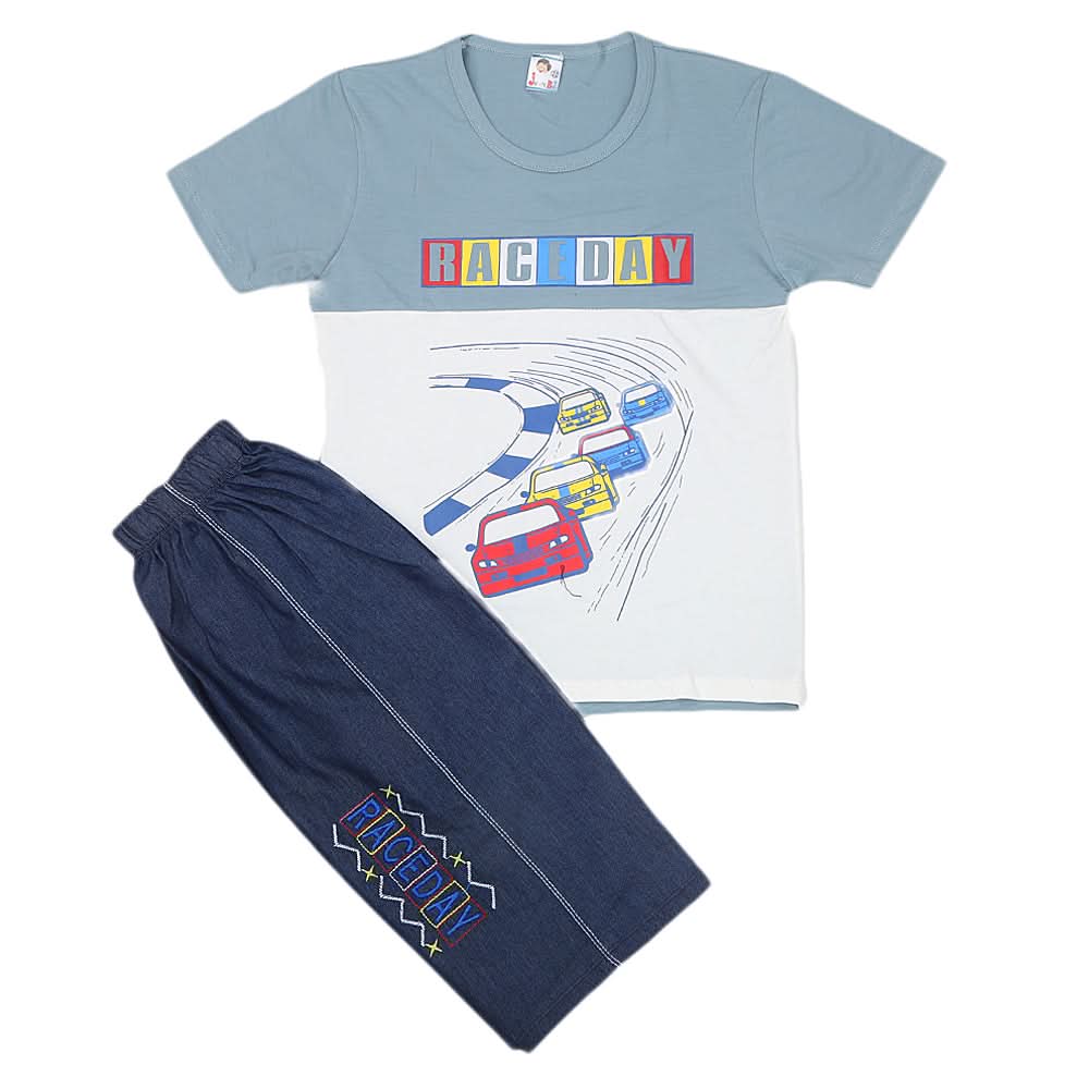 Boys Half Sleeves Short Suit 20-22 1208 - Steel Grey, Kids, Boys Sets And Suits, Chase Value, Chase Value
