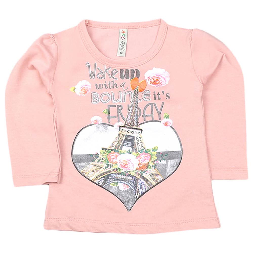 Girls Full Sleeves T-Shirt - Pink, , Chase Value, Chase Value