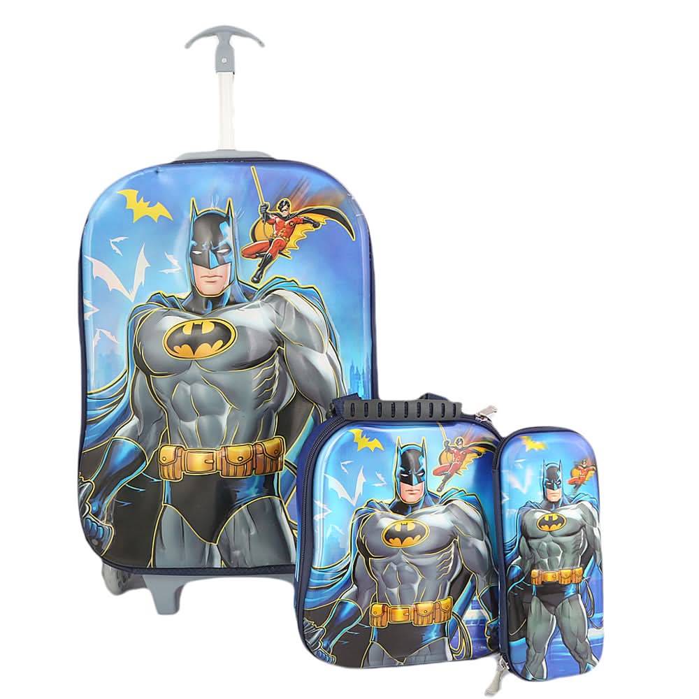 School Trolley Bag 3 Piece Set (SH2B1) - Batman, Kids, School And Laptop Bags, Chase Value, Chase Value