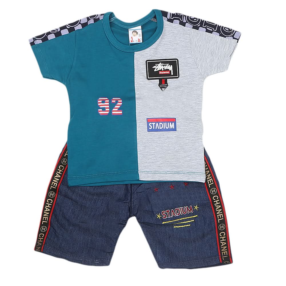Boys Half Sleeves Short Suit 1189 - Sea Green, Kids, Boys Sets And Suits, Chase Value, Chase Value