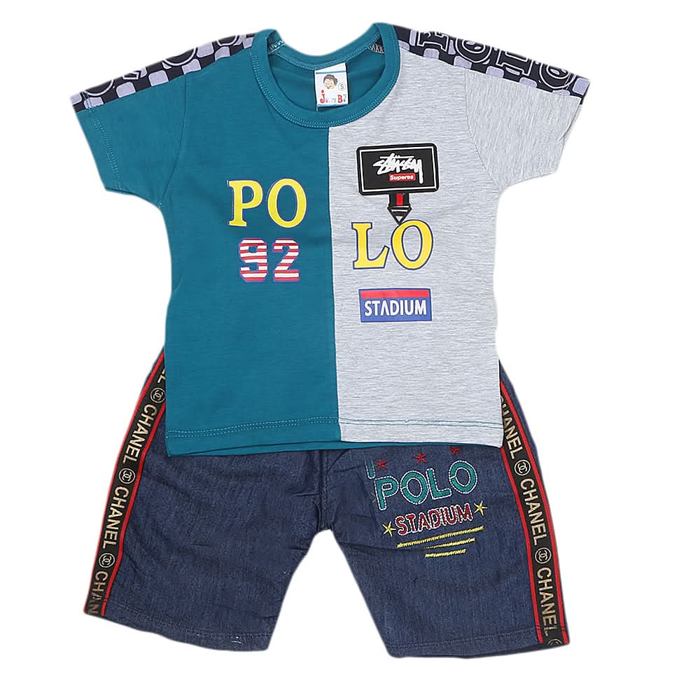 Boys Half Sleeves Short Suit 1189 - Sea Green, Kids, Boys Sets And Suits, Chase Value, Chase Value