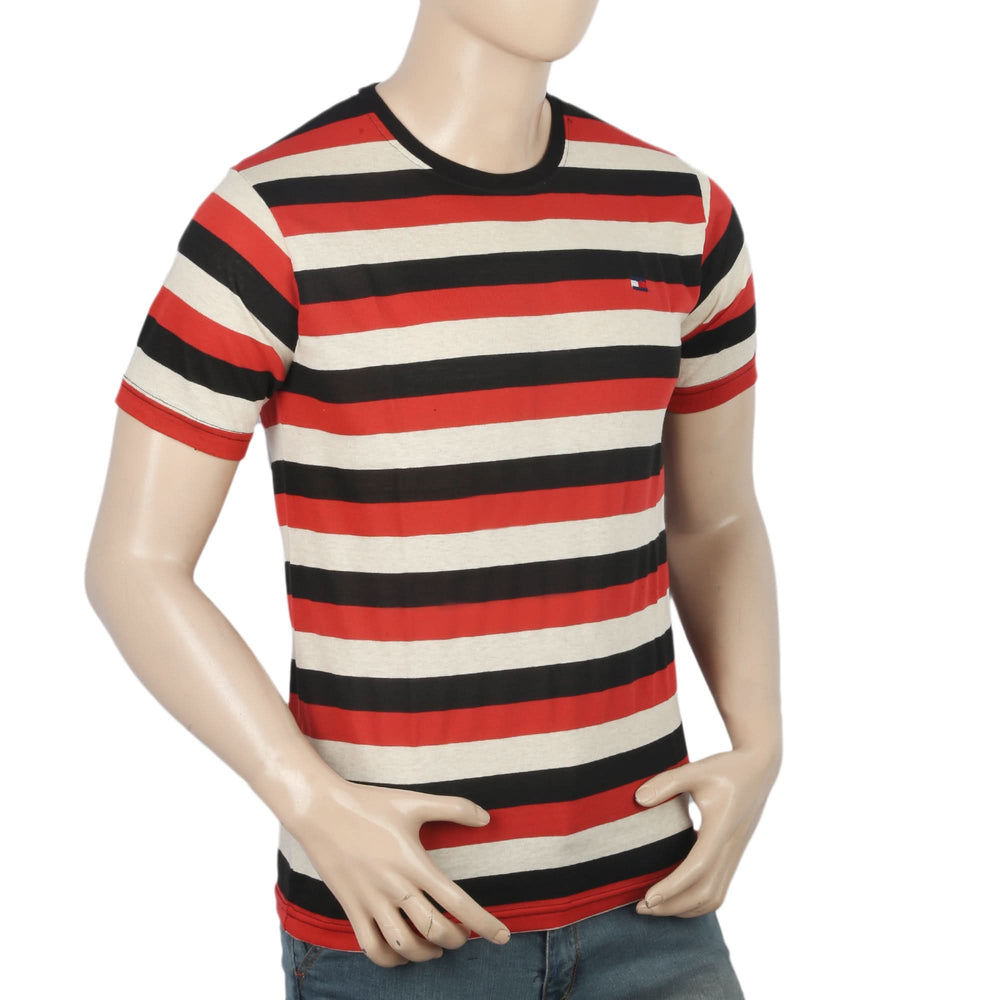 Men's Half Sleeves Yarn Dyed T-Shirt - Red, Men, T-Shirts And Polos, Chase Value, Chase Value