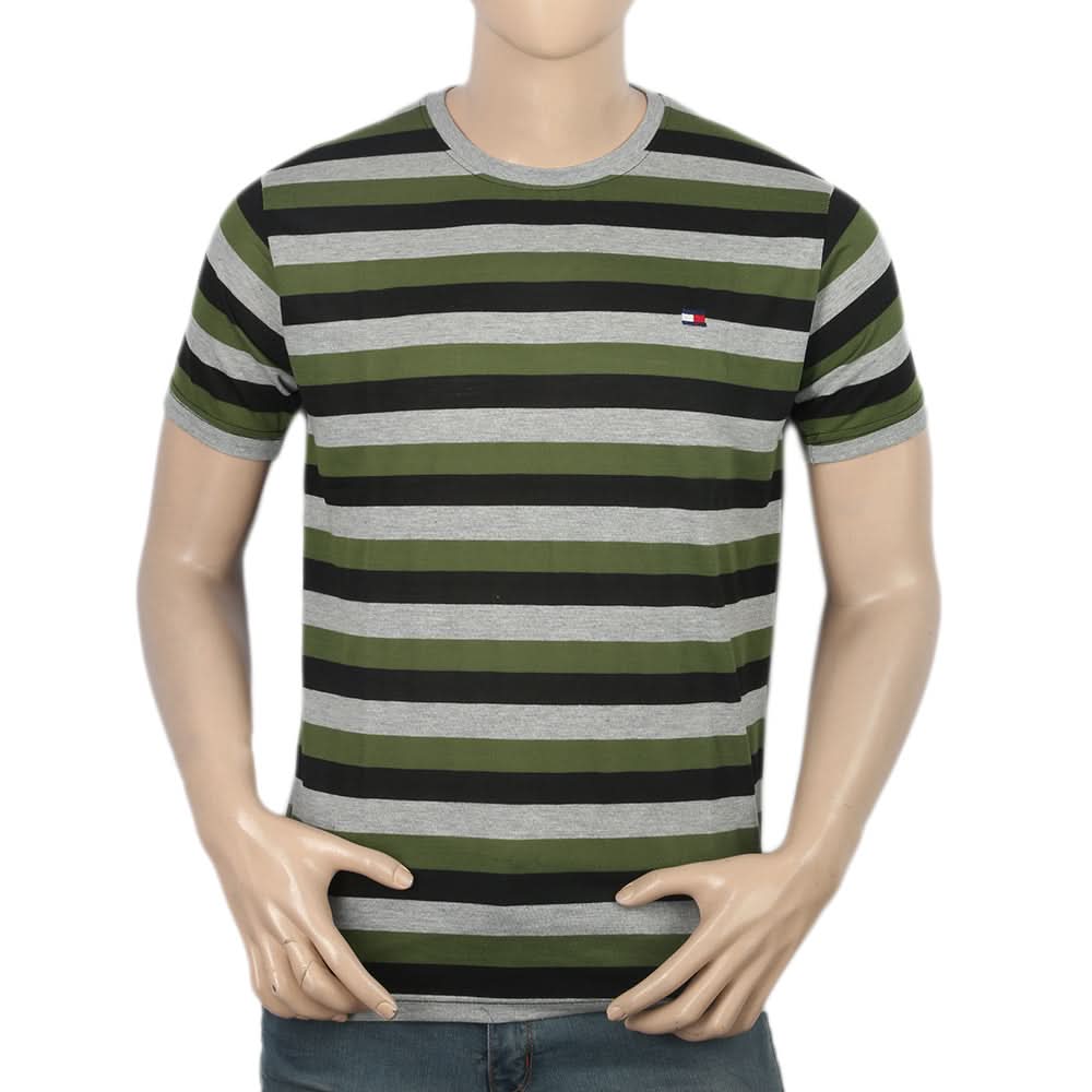 Men's Half Sleeves Yarn Dyed T-Shirt - Green, Men, T-Shirts And Polos, Chase Value, Chase Value