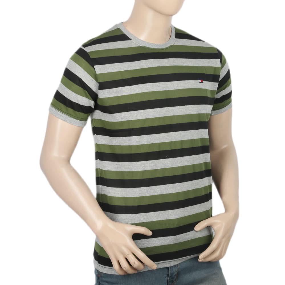 Men's Half Sleeves Yarn Dyed T-Shirt - Green, Men, T-Shirts And Polos, Chase Value, Chase Value