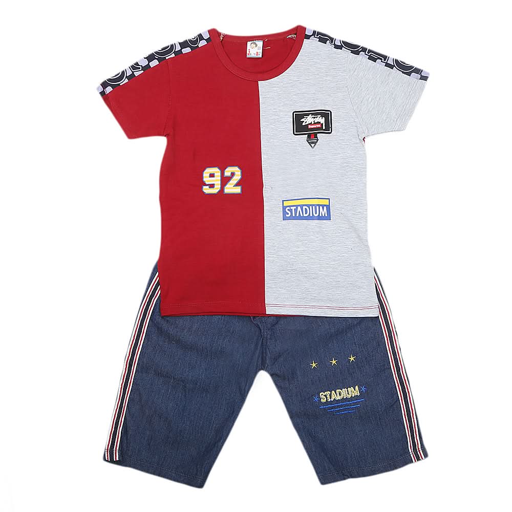 Boys Half Sleeves Short Suit - Maroon, Kids, Boys Sets And Suits, Chase Value, Chase Value