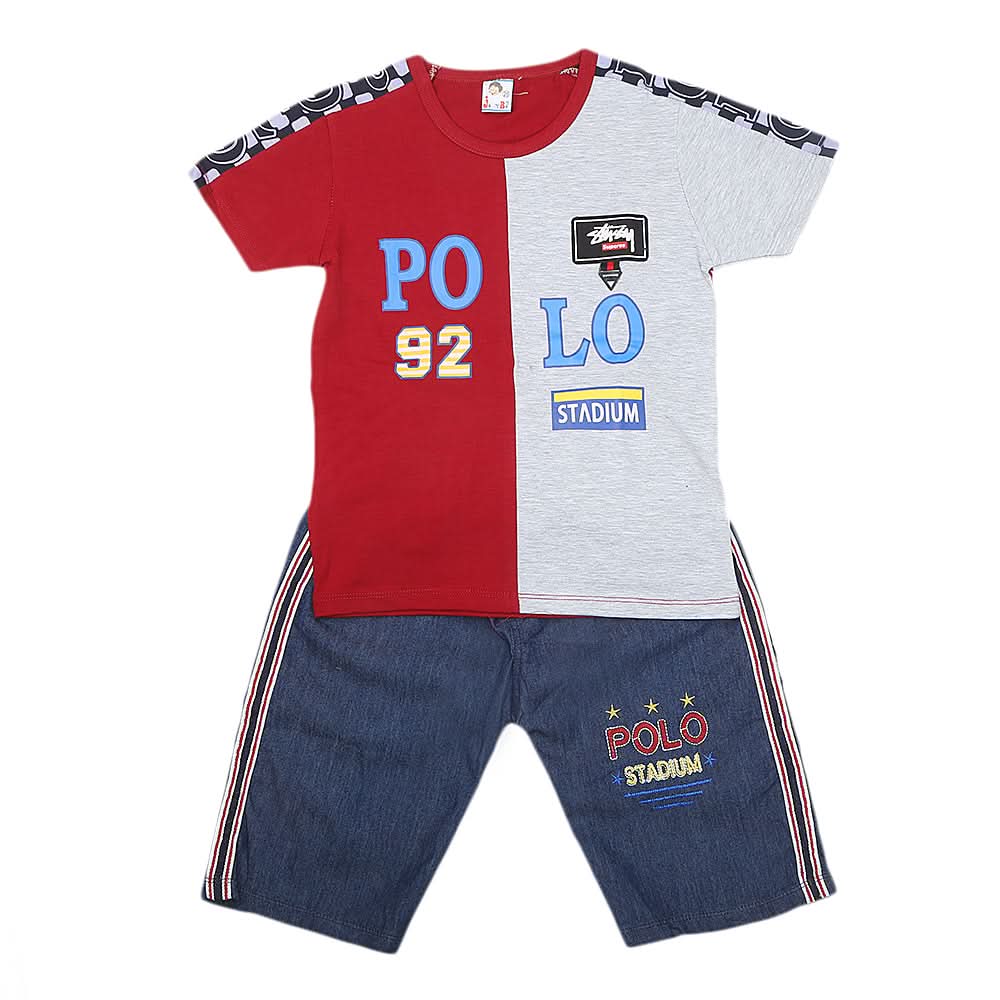 Boys Half Sleeves Short Suit - Maroon, Kids, Boys Sets And Suits, Chase Value, Chase Value