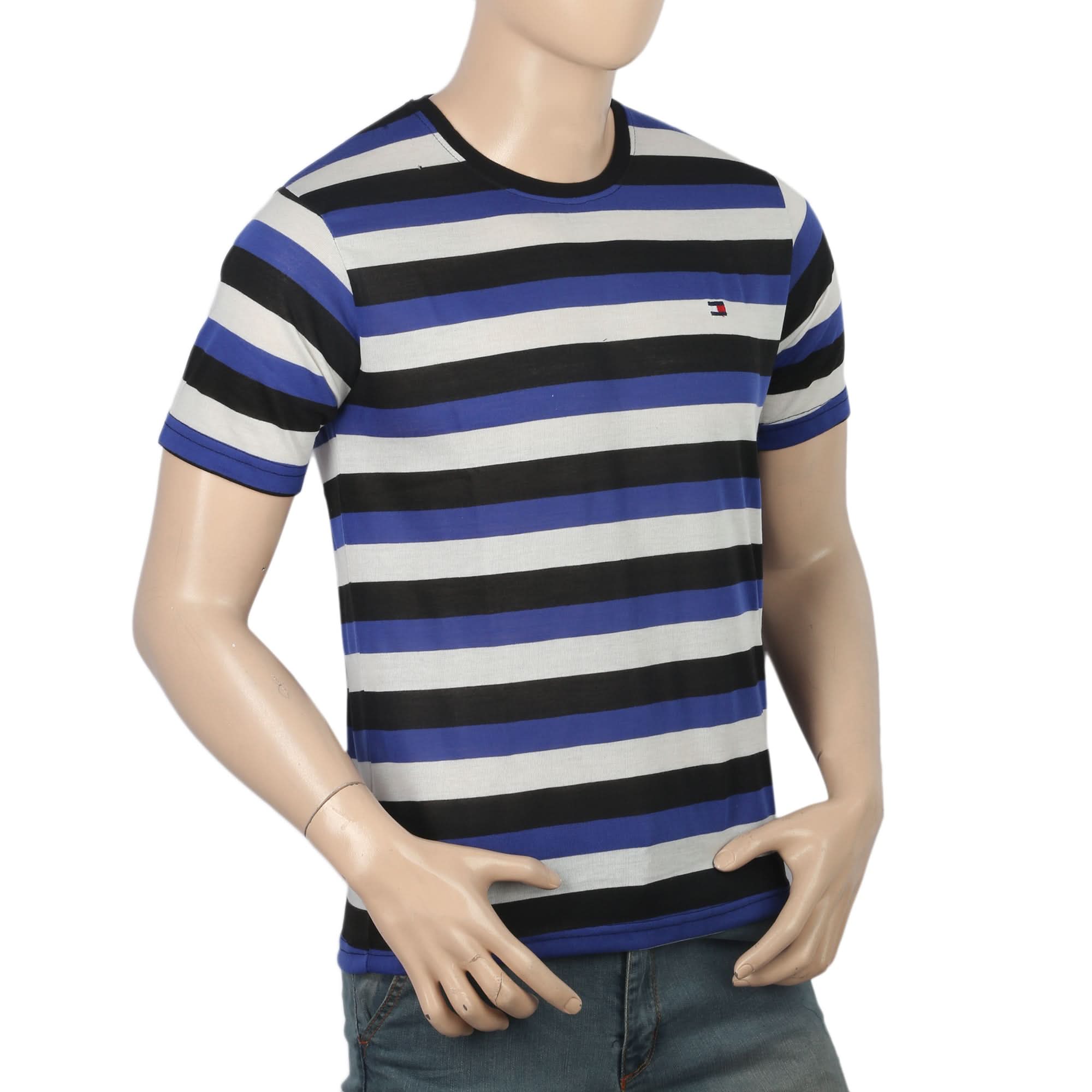 Men's Half Sleeves Yarn Dyed T-Shirt - Royal Blue, Men, T-Shirts And Polos, Chase Value, Chase Value