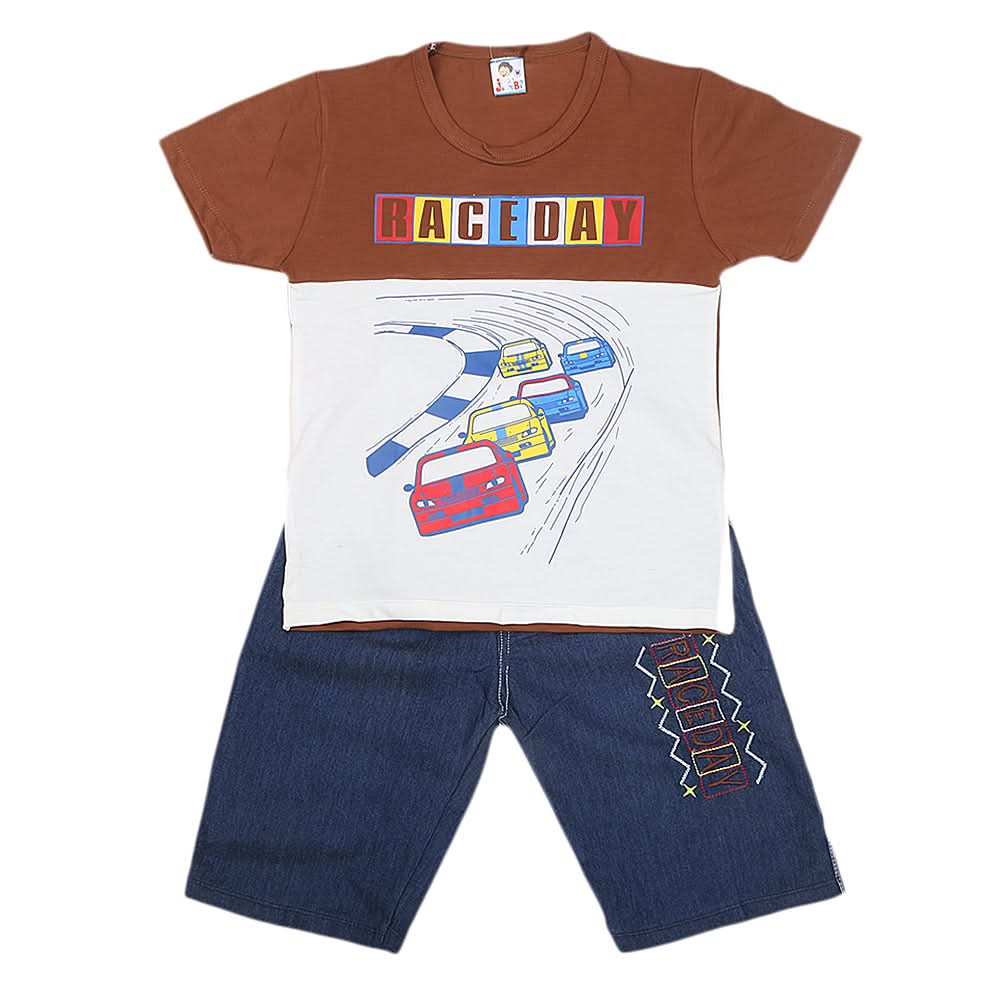 boys half sleeves short Suit 20-22 1208 - brown, Kids, Boys Sets And Suits, Chase Value, Chase Value