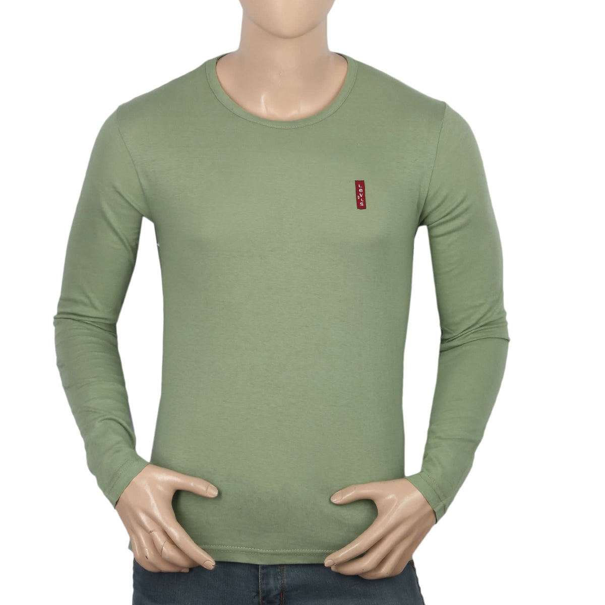 Men's Full Sleeves T-Shirt - Light Green, Men, T-Shirts And Polos, Chase Value, Chase Value