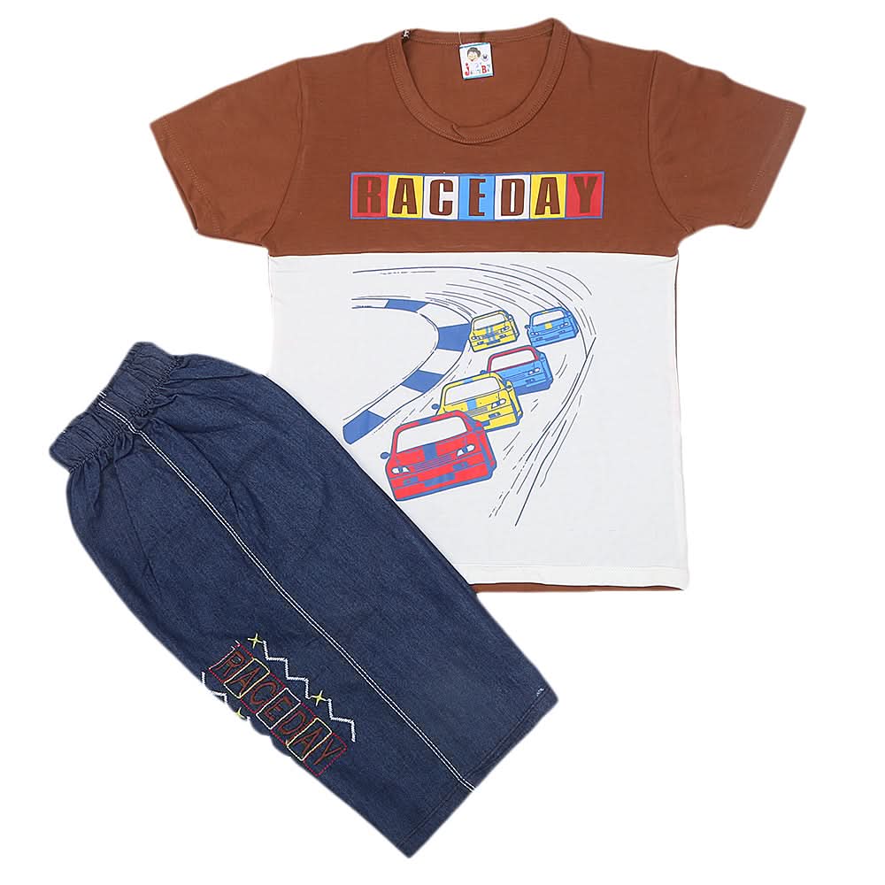 boys half sleeves short Suit 20-22 1208 - brown, Kids, Boys Sets And Suits, Chase Value, Chase Value