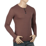Men's Full Sleeves Slim Fit T-Shirt - Brown, Men, T-Shirts And Polos, Chase Value, Chase Value