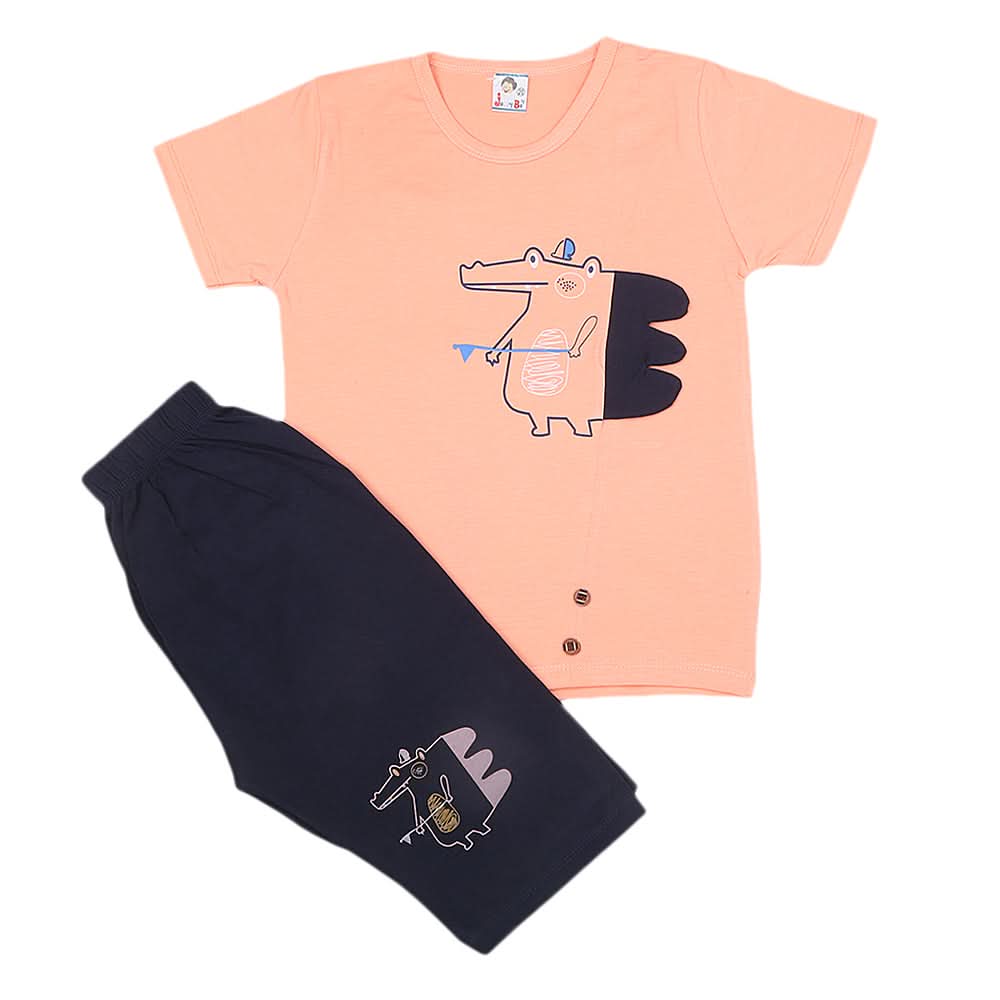 Boys Half Sleeves Short Suit - Peach, Kids, Boys Sets And Suits, Chase Value, Chase Value