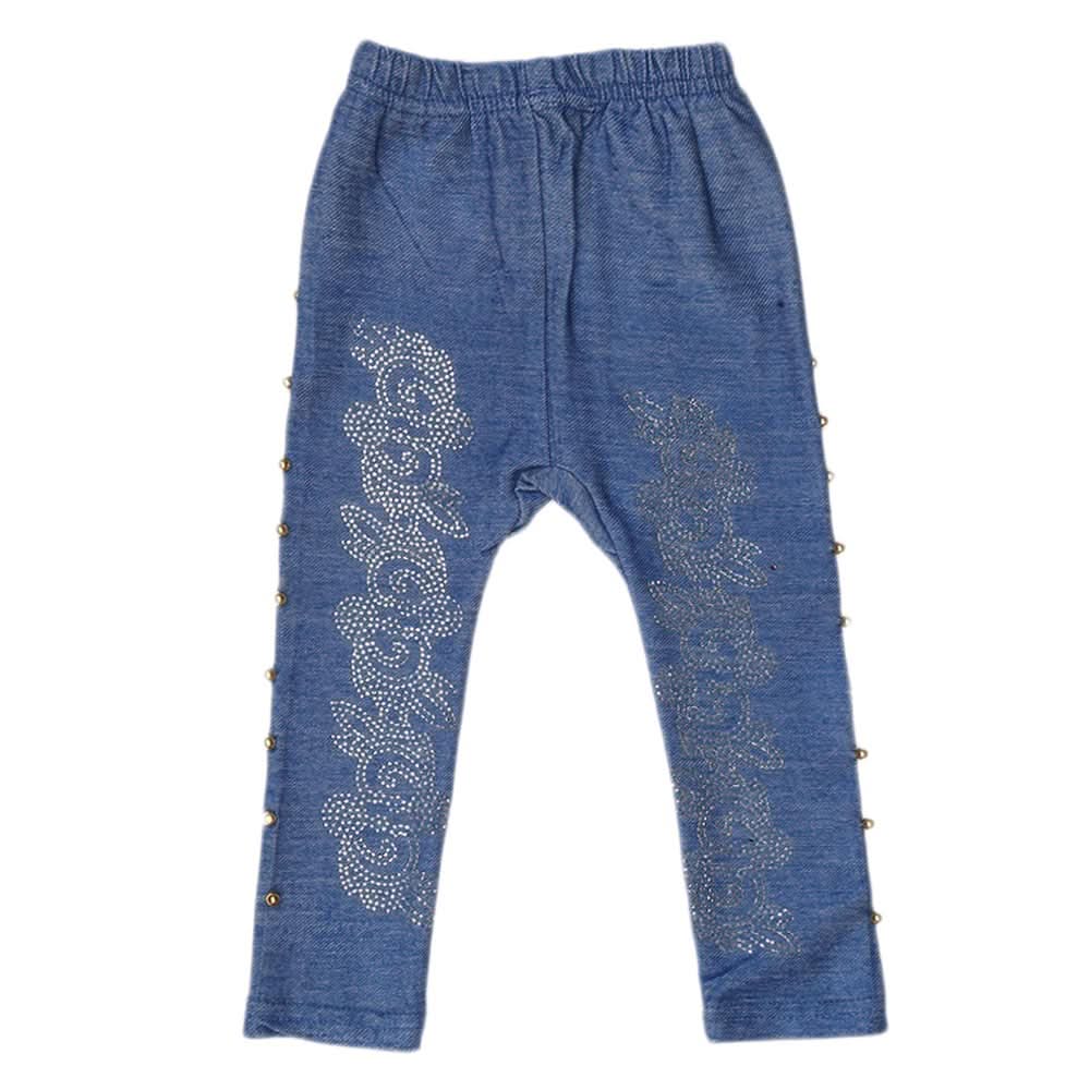 Girls Denim Stone Tight Blue B, Kids, Pants And Capri, Chase Value, Chase Value