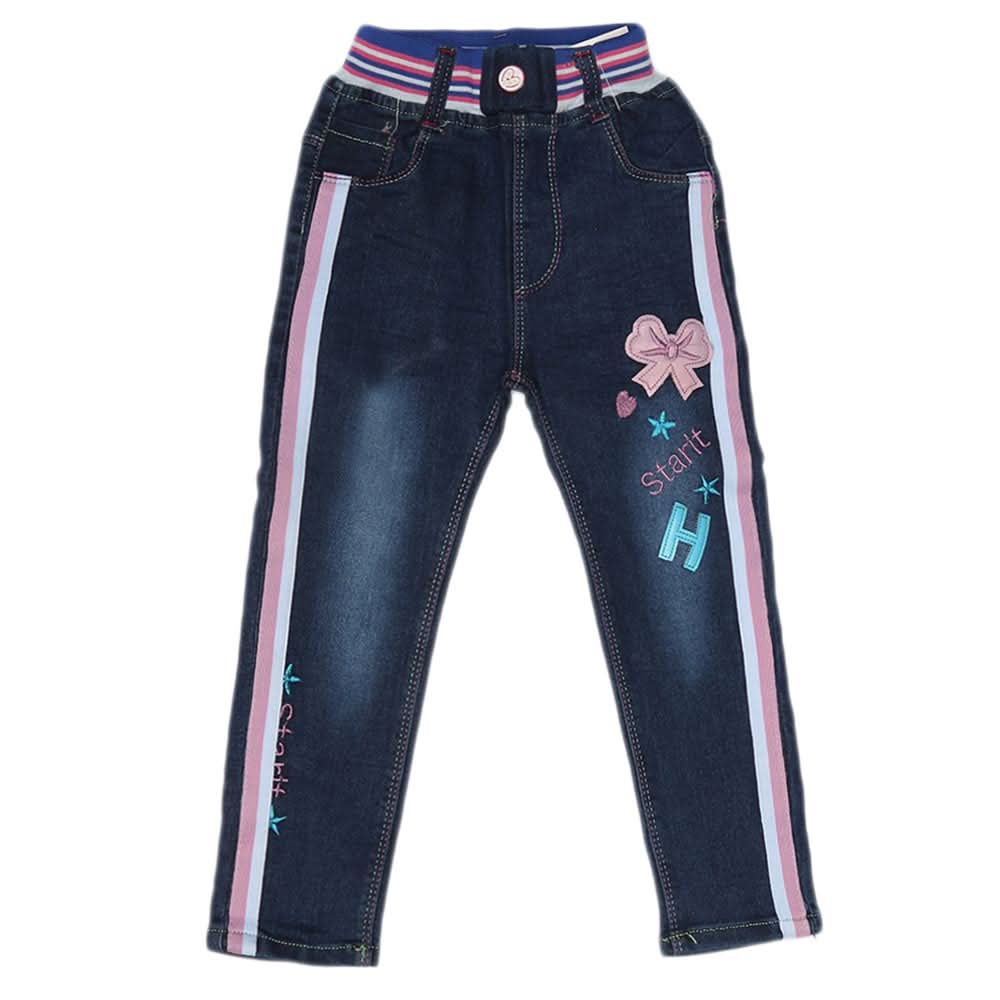Girls Denim Pant - Dark Blue, Kids, Pants And Capri, Chase Value, Chase Value