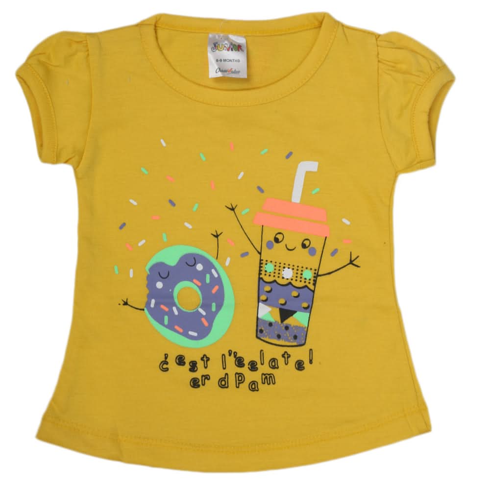 Newborn Girls Half Sleeves T-Shirt - Yellow, Kids, New Born Girls T-Shirts, Chase Value, Chase Value