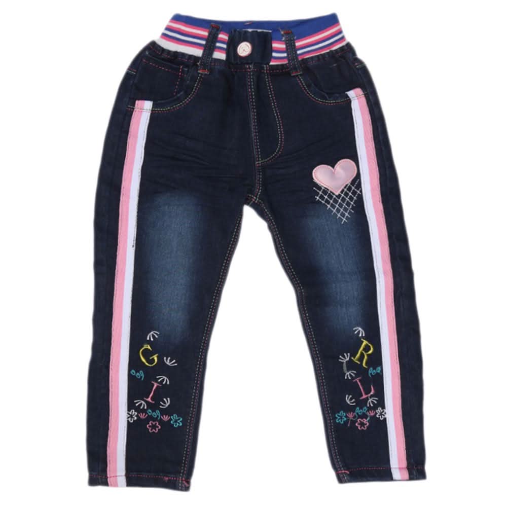 Girls Denim Pant - Dark Blue, Kids, Pants And Capri, Chase Value, Chase Value
