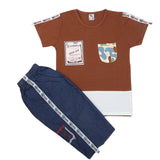 Boys Half Sleeves Short Suit - D-Brown, Kids, Boys Sets And Suits, Chase Value, Chase Value