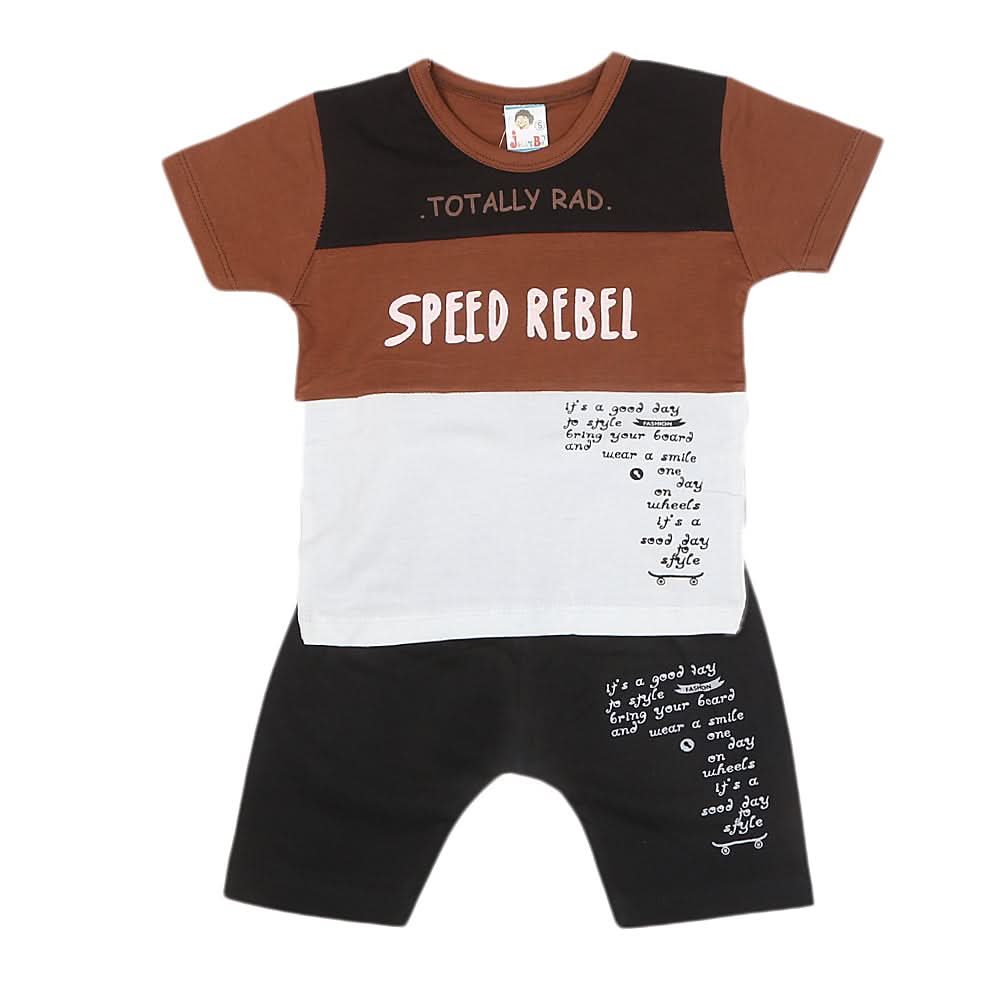 Boys Half Sleeves Short Suit 1228 - Brown, Kids, Boys Sets And Suits, Chase Value, Chase Value