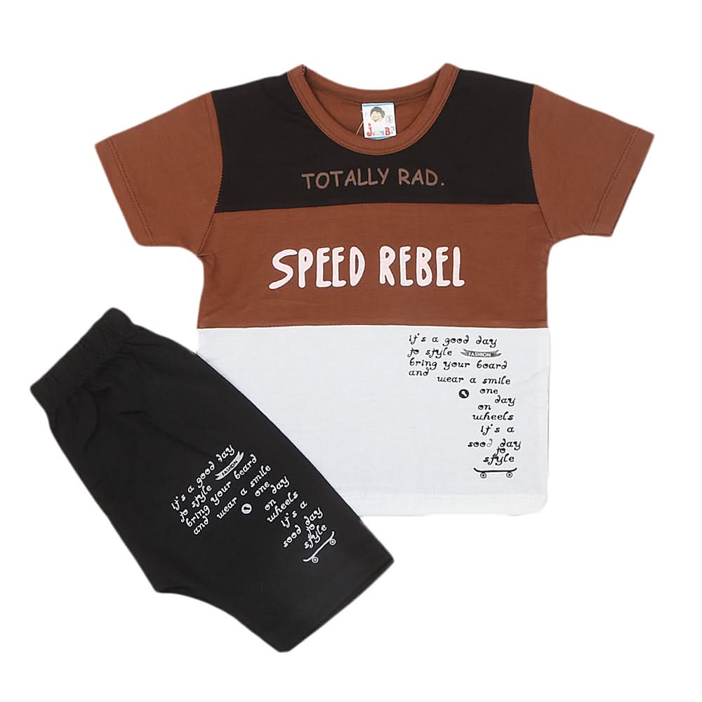 Boys Half Sleeves Short Suit 1228 - Brown, Kids, Boys Sets And Suits, Chase Value, Chase Value