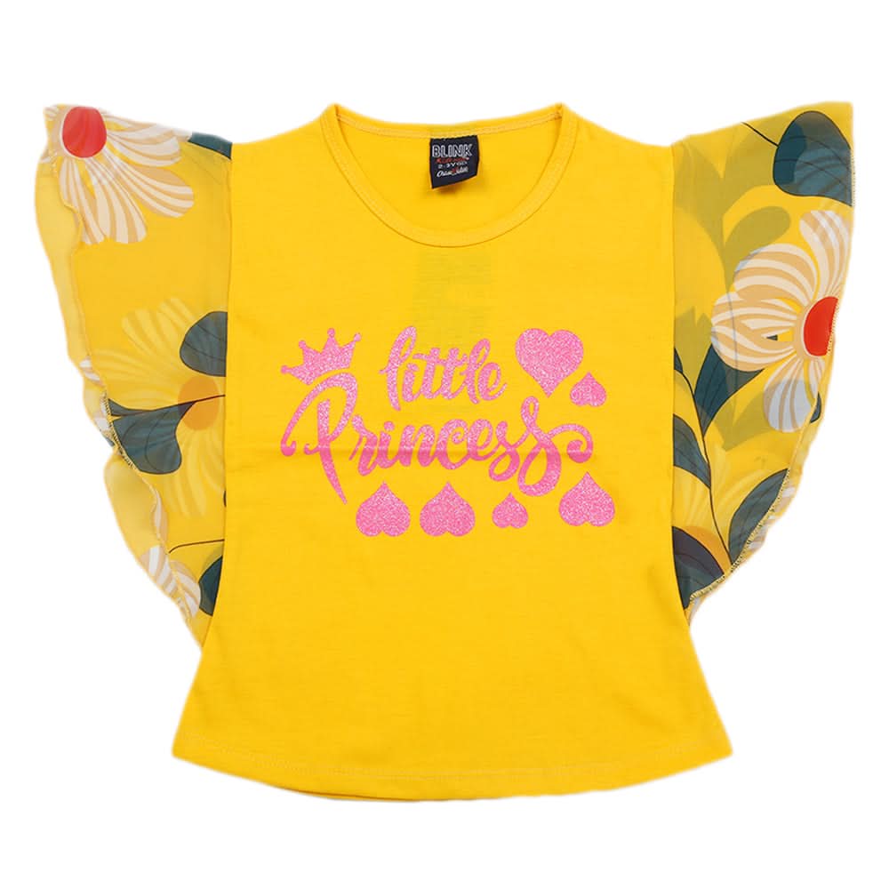 Girls Butterfly Sleeves T-Shirt - Yellow, Kids, Girls T-Shirts, Chase Value, Chase Value