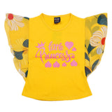 Girls Butterfly Sleeves T-Shirt - Yellow, Kids, Girls T-Shirts, Chase Value, Chase Value