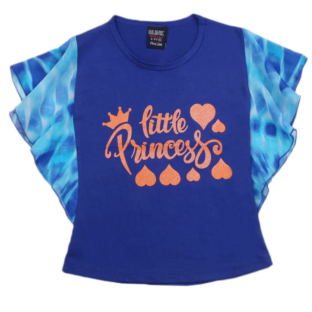 Girls Butterfly Sleeves T-Shirt - Blue, Kids, Girls T-Shirts, Chase Value, Chase Value