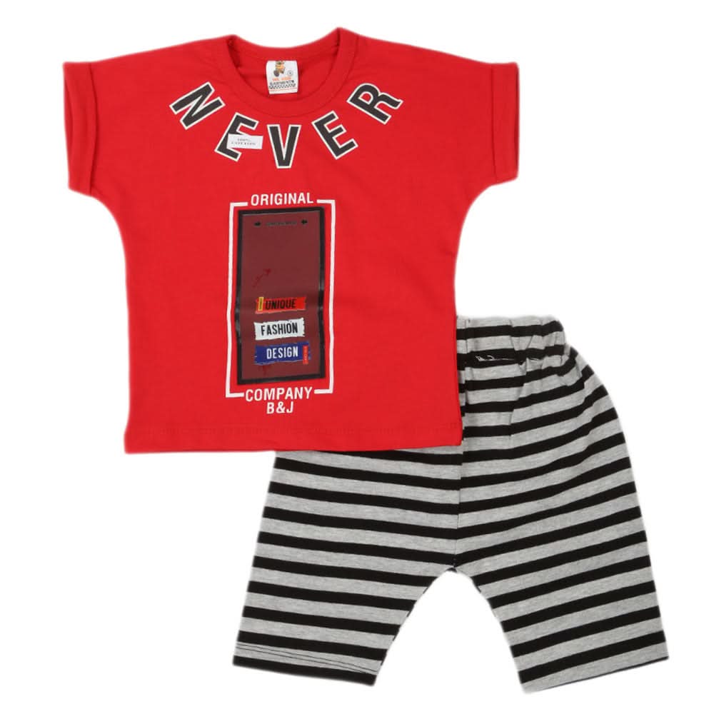 Boys Half Sleeves 2 Piece Suit - Red, Kids, Boys Sets And Suits, Chase Value, Chase Value
