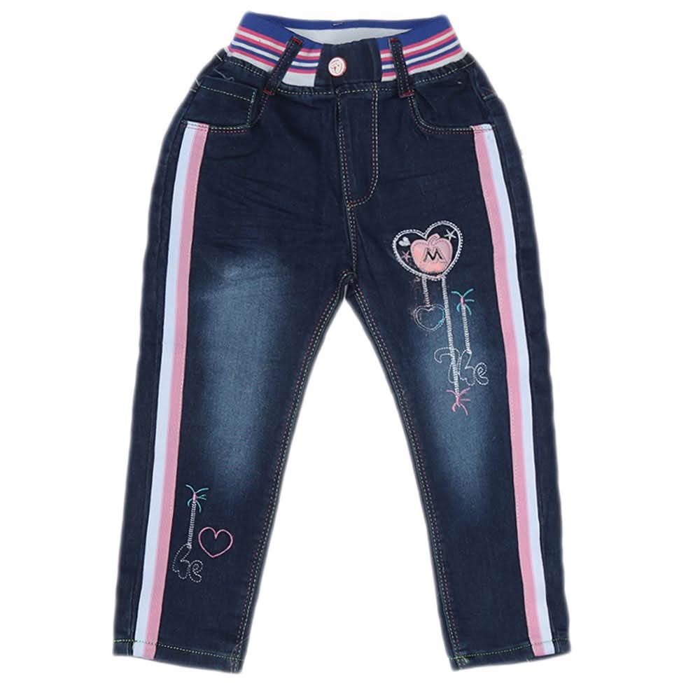 Girls Denim Pant - Dark Blue, Kids, Pants And Capri, Chase Value, Chase Value