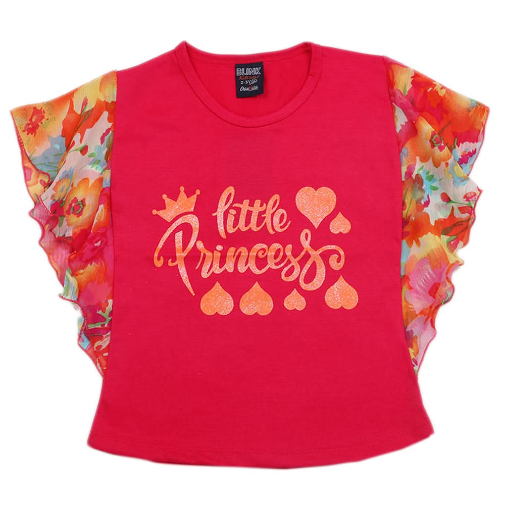 Girls Butterfly Sleeves T-Shirt - Dark Pink, Kids, Girls T-Shirts, Chase Value, Chase Value