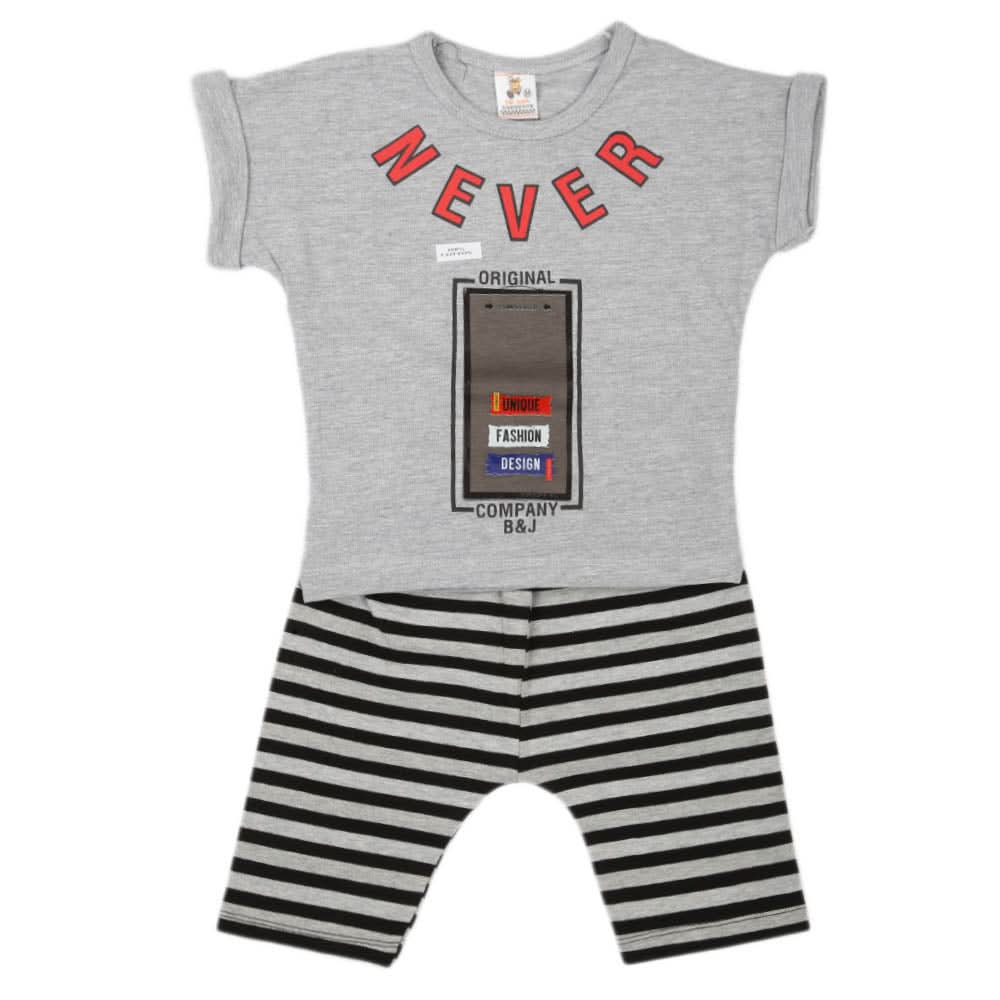 Boys Half Sleeves 2 Piece Suit - Grey, Kids, Boys Sets And Suits, Chase Value, Chase Value