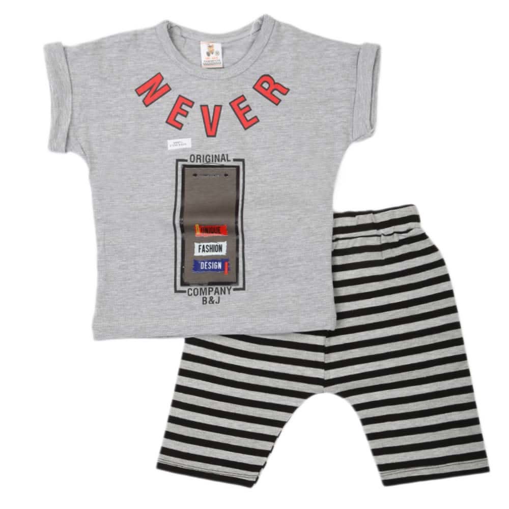 Boys Half Sleeves 2 Piece Suit - Grey, Kids, Boys Sets And Suits, Chase Value, Chase Value