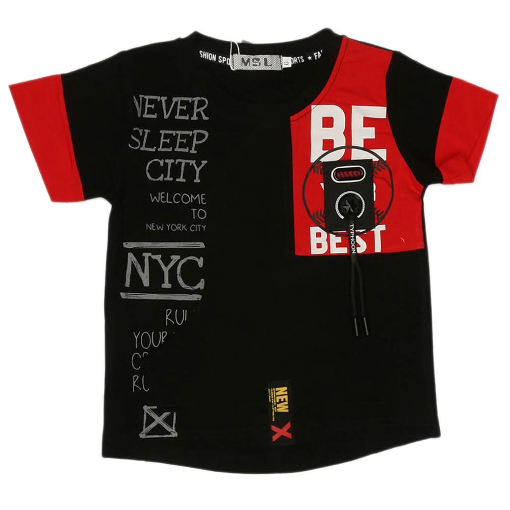 Boys Half Sleeves T-Shirt - Black, Kids, Boys T-Shirts, Chase Value, Chase Value