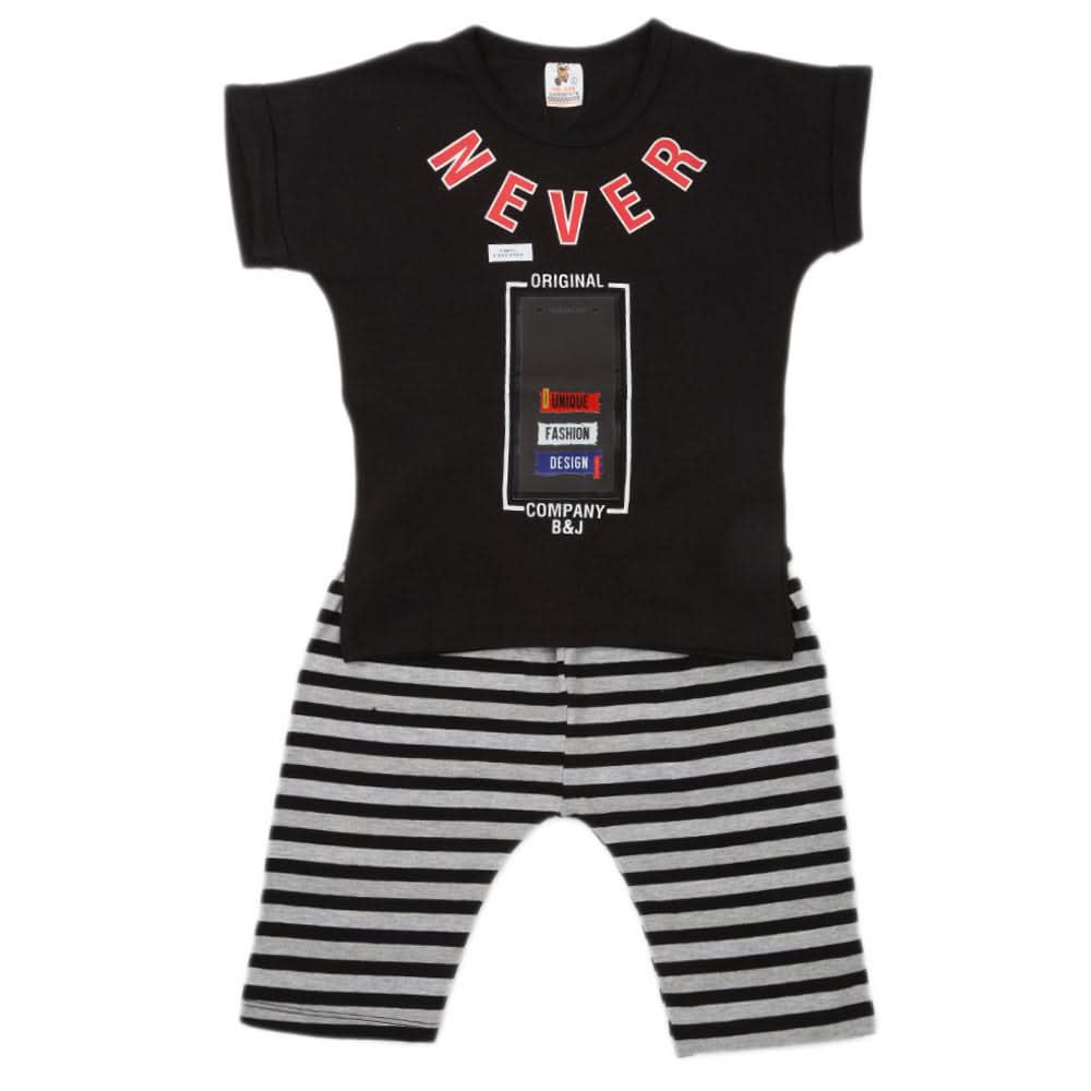 Boys Half Sleeves 2 Piece Suit - Black, Kids, Boys Sets And Suits, Chase Value, Chase Value