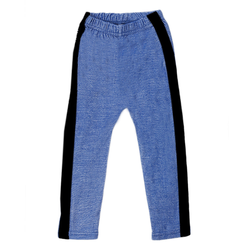 Girls Denim Side Tape Tight - Light Blue, Kids, Tights Leggings And Pajama, Chase Value, Chase Value