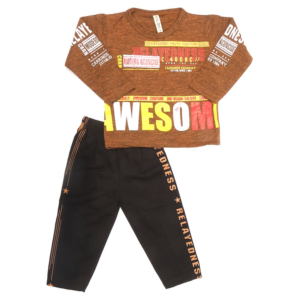 Boys Pajama Suit - Brown, Kids, Boys Sets And Suits, Chase Value, Chase Value