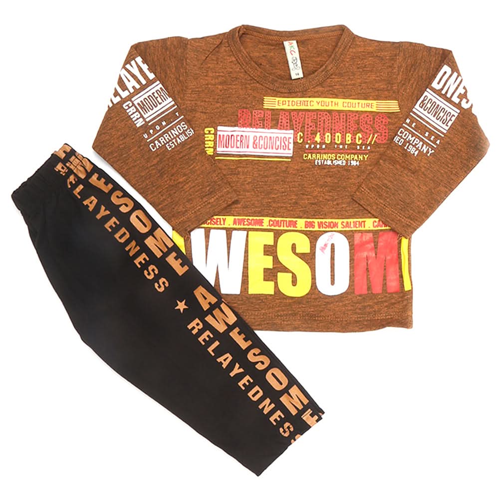 Boys Pajama Suit - Brown, Kids, Boys Sets And Suits, Chase Value, Chase Value