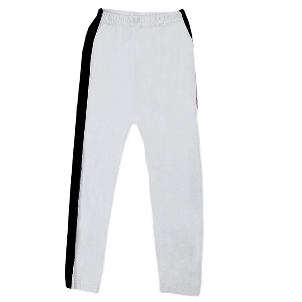 Girls Plain Side Tape Tight - White, Kids, Tights Leggings And Pajama, Chase Value, Chase Value