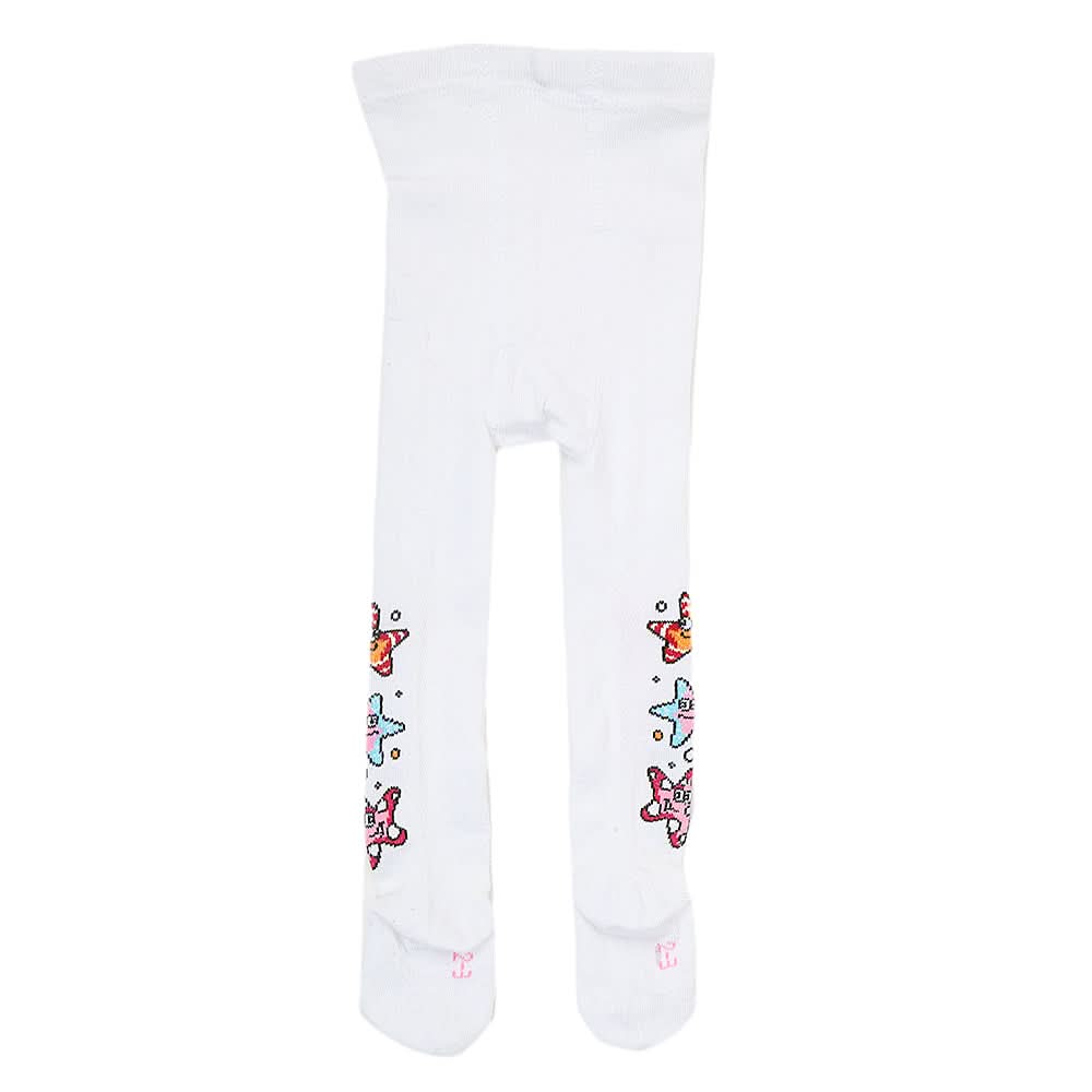 Newborn Girls Printed Leggings - White, Kids, NB Boys Shorts And Pants, Kids, NB Girls Shorts Skirts And Pants, Chase Value, Chase Value