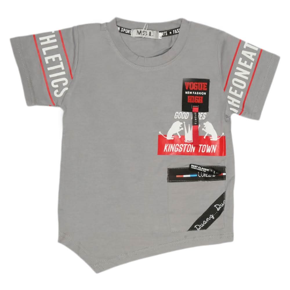 Boys Half Sleeves T-Shirt - Grey, Kids, Boys T-Shirts, Chase Value, Chase Value