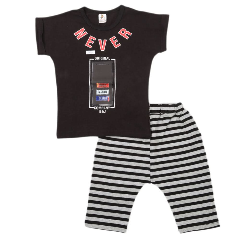 Boys Half Sleeves 2 Piece Suit - Black, Kids, Boys Sets And Suits, Chase Value, Chase Value