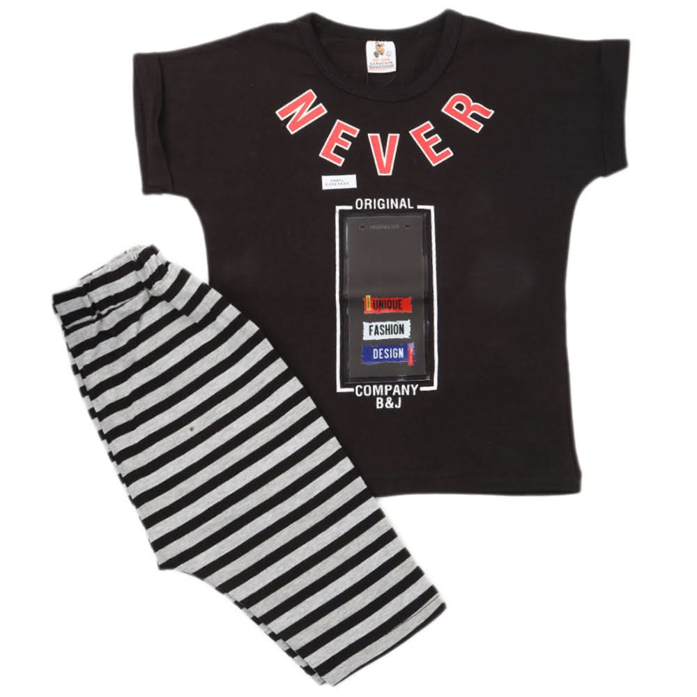 Boys Half Sleeves 2 Piece Suit - Black, Kids, Boys Sets And Suits, Chase Value, Chase Value