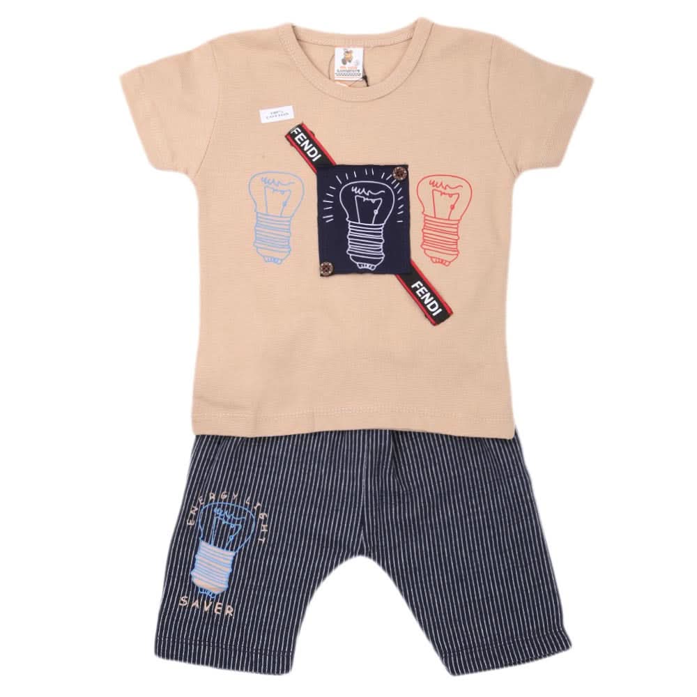 Boys Half Sleeves 2 Piece Suit - Beige, Kids, Boys Sets And Suits, Chase Value, Chase Value