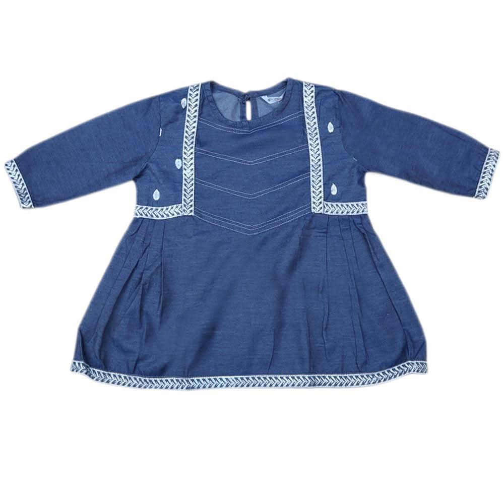 Girls Embroidered Denim Kurti - Blue, Kids, Girls Kurti, Chase Value, Chase Value