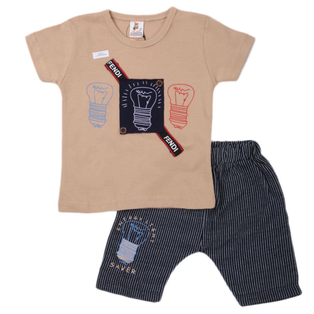 Boys Half Sleeves 2 Piece Suit - Beige, Kids, Boys Sets And Suits, Chase Value, Chase Value