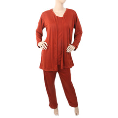 Women's 3 Piece Night Suit - Rust, Women, Night Suit, Chase Value, Chase Value