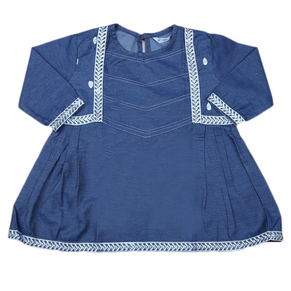 Girls Embroidered Denim Kurti - Blue, Kids, Girls Kurti, Chase Value, Chase Value